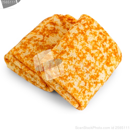 Image of fried pancakes stuffed with isolated on white background