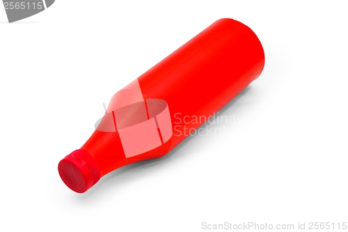 Image of ketchup red bottle plastic isolated on white background