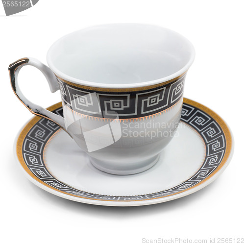 Image of english cup saucer decorated with antique isolated