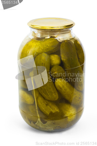 Image of canned cucumber in a glass jar