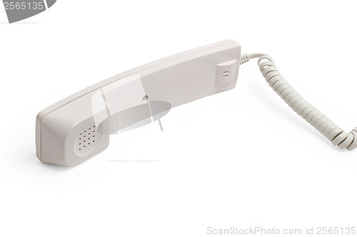 Image of telephone phone communication tube cable connection isolated