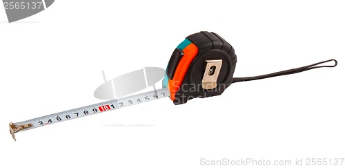 Image of instrument red measuring measuring tape on white background (cli