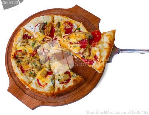 Image of white italian pizza a cheese isolated meal tomato food fast dinn