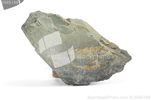 Image of stone gray single granite boulder large river isolated big rock