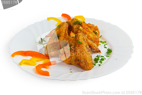 Image of ham food roast dish chicken isolated on white background