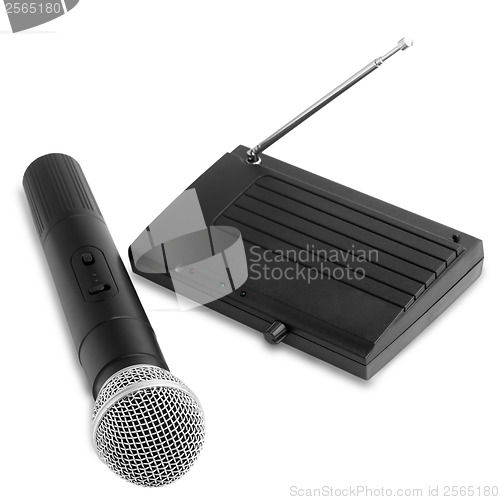 Image of radio wireless receiver microphone station with antenna isolated