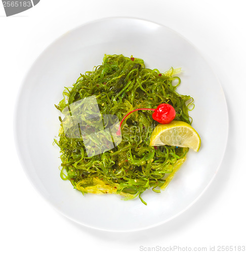 Image of tasty green algae seaweed isolated on white background