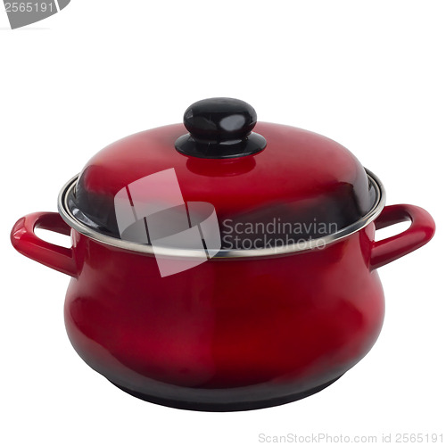 Image of red pan kitchen pot isolated on white background