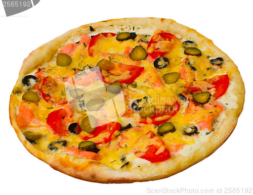 Image of pizza isolated white cucumber a food cheese italian tomato meal 