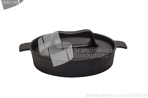 Image of skillet black kitchen design roaster pan cover fry isolated clip