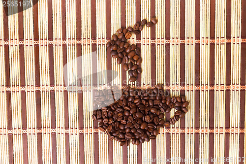 Image of symbol texture of coffee grains on the mat