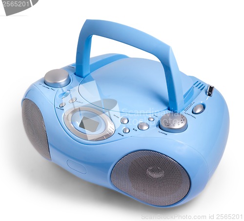 Image of blue stereo CD mp3 radio cassette recorder isolated