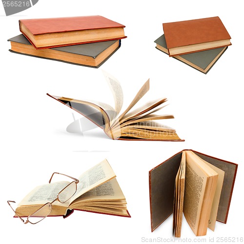 Image of book set open background old cover isolated