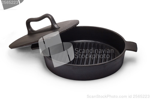 Image of skillet kitchen design roaster pan black cover fry isolated