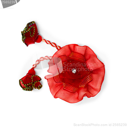 Image of red artificial flower isolated