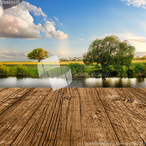 Image of river sky summer tree landscape nature forest reflection beautif