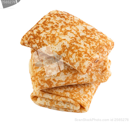Image of three fried pancake on a white background clipping path