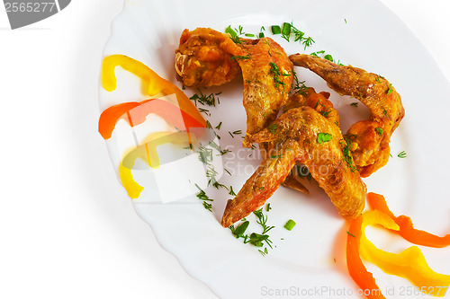 Image of ham roast dish a chicken isolated on white background