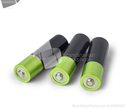 Image of battery green three isolated on white background