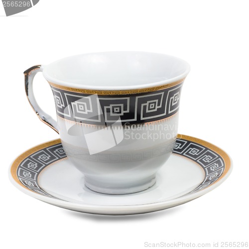 Image of empty cup tea ceramic ornament isolated on white background