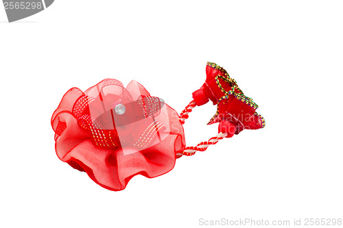 Image of red ornament hairpin isolated on white background clipping path