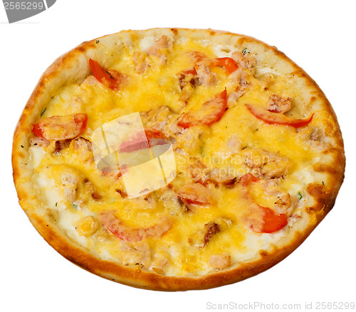 Image of isolated baked pizza fast dinner crust italian a food cheese tom