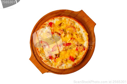 Image of isolated fast dinner crust baked a pizza food cheese italian tom