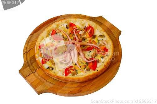 Image of pizza octopus isolated white cheese food italian tomato meal fas