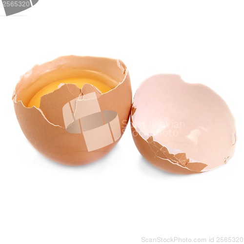 Image of eggs smashed isolation against a white background