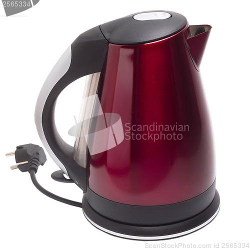 Image of electric red kettle isolated white background