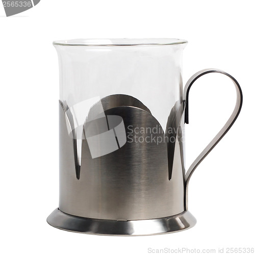 Image of empty glass cup-holder in an iron stand isolated (clipping path)