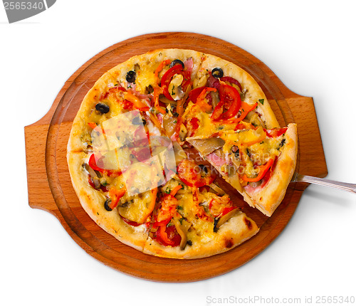 Image of pizza white isolated cheese italian food meal tomato fast dinner