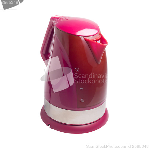 Image of Electric kettle isolated red on white background