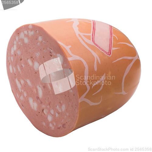 Image of cooked sausage in context of isolated on white background