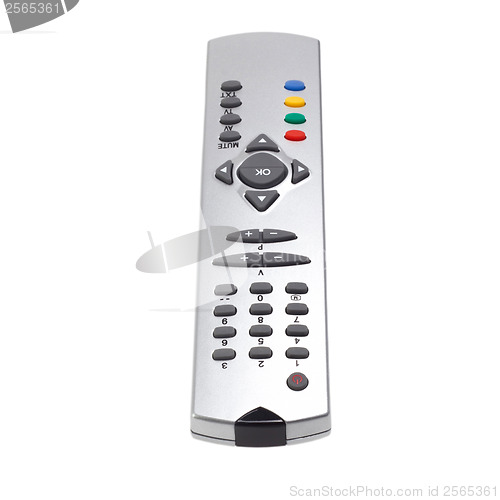 Image of silver tv remote control isolated