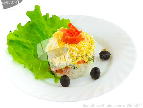 Image of salad tasty rice olives food dish isolated white background clip