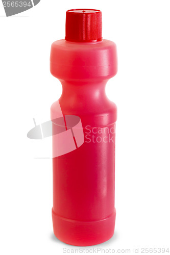Image of red plastic bottle isolated