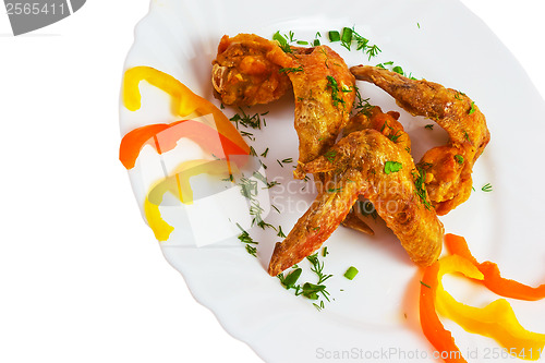 Image of ham roast dish a chicken isolated on white background clipping p