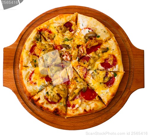 Image of pizza white isolated cheese italian tomato meal food fast dinner