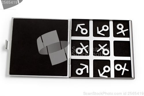 Image of tic-tac-toe black symbol man woman of masculine and femin