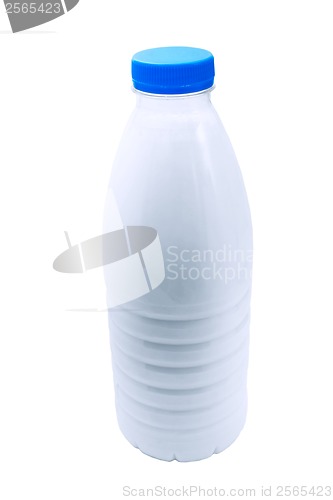 Image of milk blue plastic bottle isolated on white background clipping p