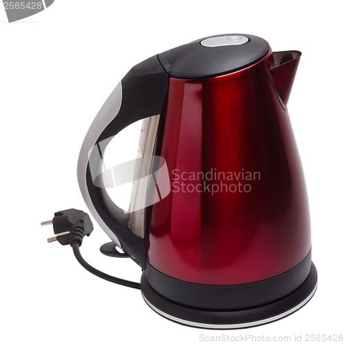Image of kettle red electric isolated utensils appliance kitchen asian ho