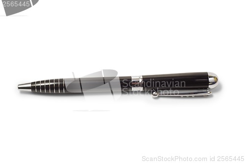 Image of black ballpoint pen for writing isolated