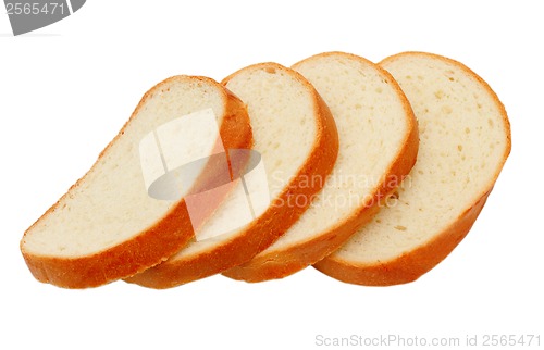 Image of loaf yummy pieces bread isolated on white background  (clipping