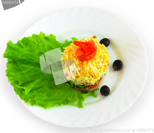 Image of salad rice olives food dish isolated white background