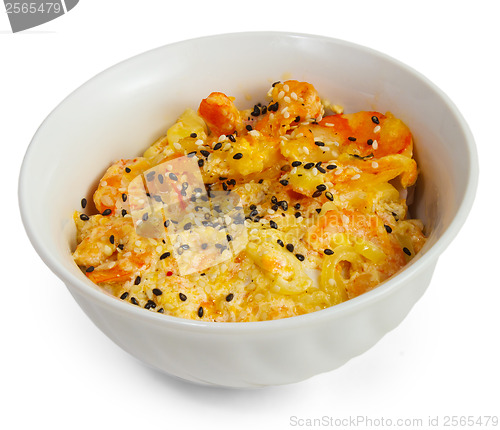 Image of shrimp sesame a seeds cooked isolated white background
