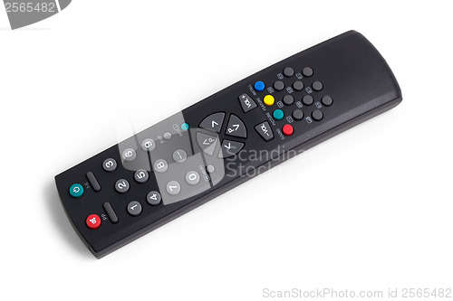 Image of remote control tv black on white background