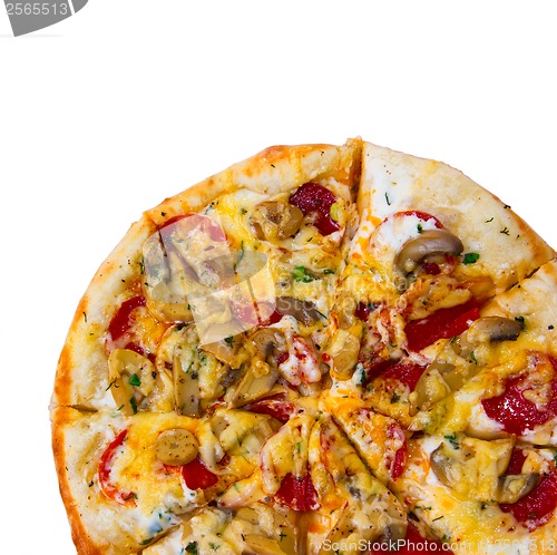 Image of italian pizza white isolated cheese meal tomato food fast dinner