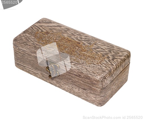 Image of antique wooden gray caskets box isolated