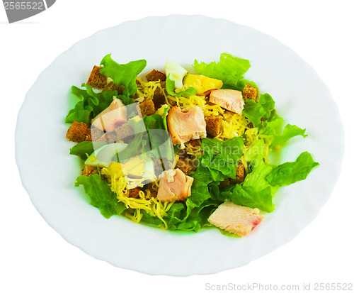 Image of cheese sausage bread salad isolated on a white background clippi